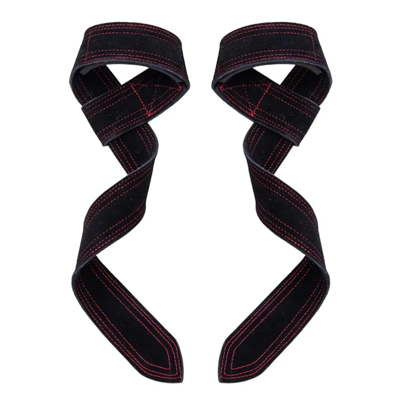 Leather Weight Lifting Wrist Straps Pull-Ups Bands Fitness Bodybuilding Training Gym Lifting Straps with Non Slip Cowhide Grip