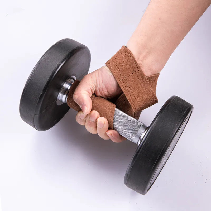 Leather Weight Lifting Wrist Straps Pull-Ups Bands Fitness Bodybuilding Training Gym Lifting Straps with Non Slip Cowhide Grip