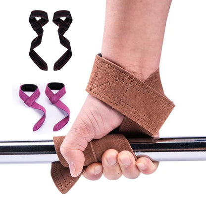 Leather Weight Lifting Wrist Straps Pull-Ups Bands Fitness Bodybuilding Training Gym Lifting Straps with Non Slip Cowhide Grip